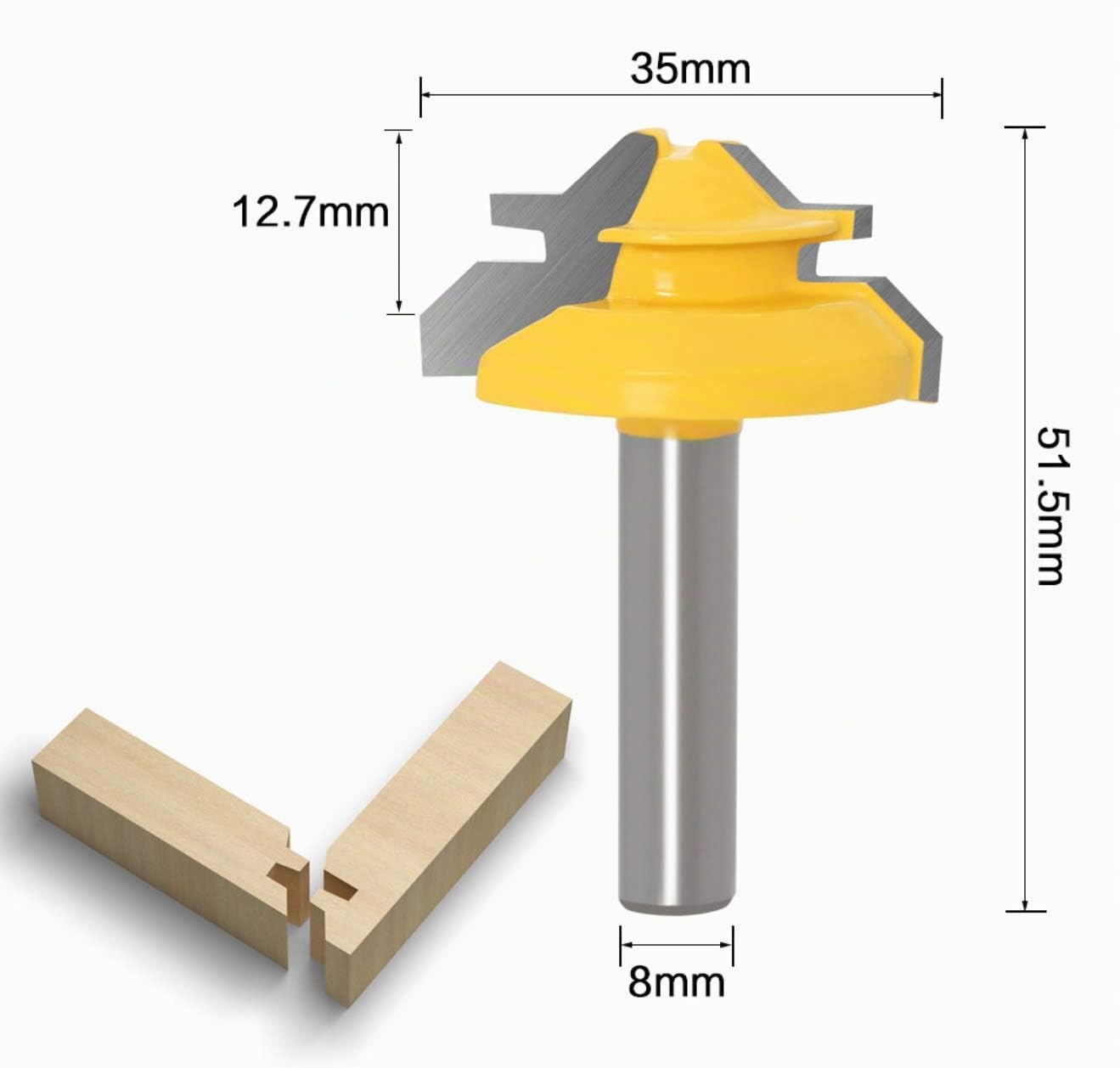 3 Pcs 45 Degrés Lock Mitre Router Bit 8mm, APLUS Fraise à Bois, Fraise à Rainurer, Joint Cutter Pour Outil de Coupe du Bois Pour Machine de Gravure, Machine de Décogeupa