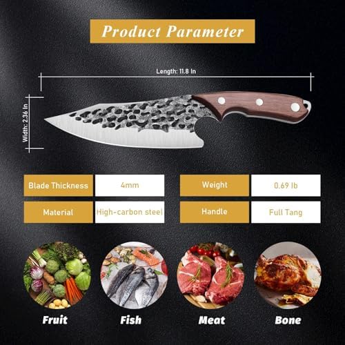 Huusk Japanese Chef Knife with Sheath, Hand Forged Cooking Knives and Huusk Poultry Shears Heavy Duty — view 2