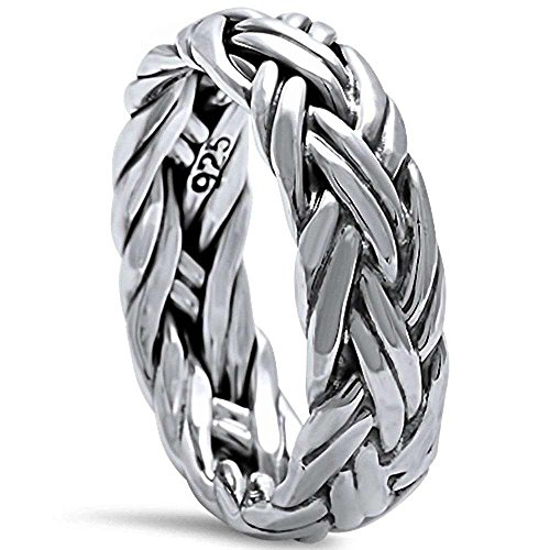 CloseoutWarehouse 925 Sterling Silver Braided Band Ring