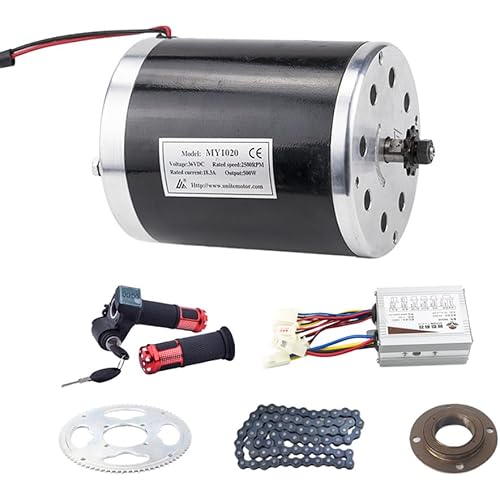 36V Brushed Electric Motor Kit 2500RPM High Speed Brush DC Motor Controller 500W Electric Bike Scooter Motor with Brushed Controller for Dirt Bike Crazy Cart Mini Motorcycle Upgrade and Conversion