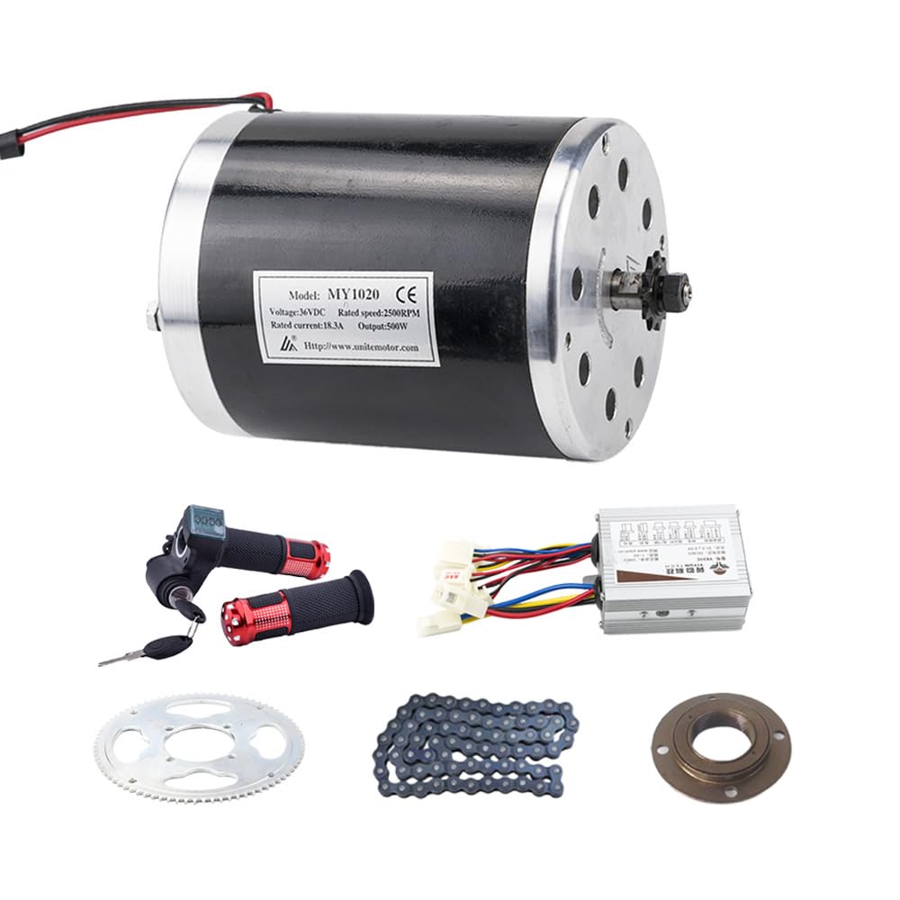 36V Brushed Electric Motor Kit 2500RPM High Speed Brush DC Motor Controller 500W Electric Bike Scooter Motor with Brushed Controller for Dirt Bike