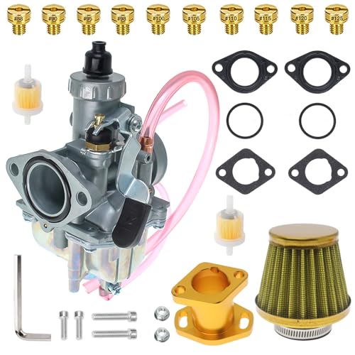 Image of 26mm VM22 Carburetor for Predator 212cc Honda GX160 GX200 196cc CT200U KT196 Moto Mini Bike and Go Kart 6.5HP Engine with 38mm Air Filter,Intake Manifold,Main Jets(Yellow)