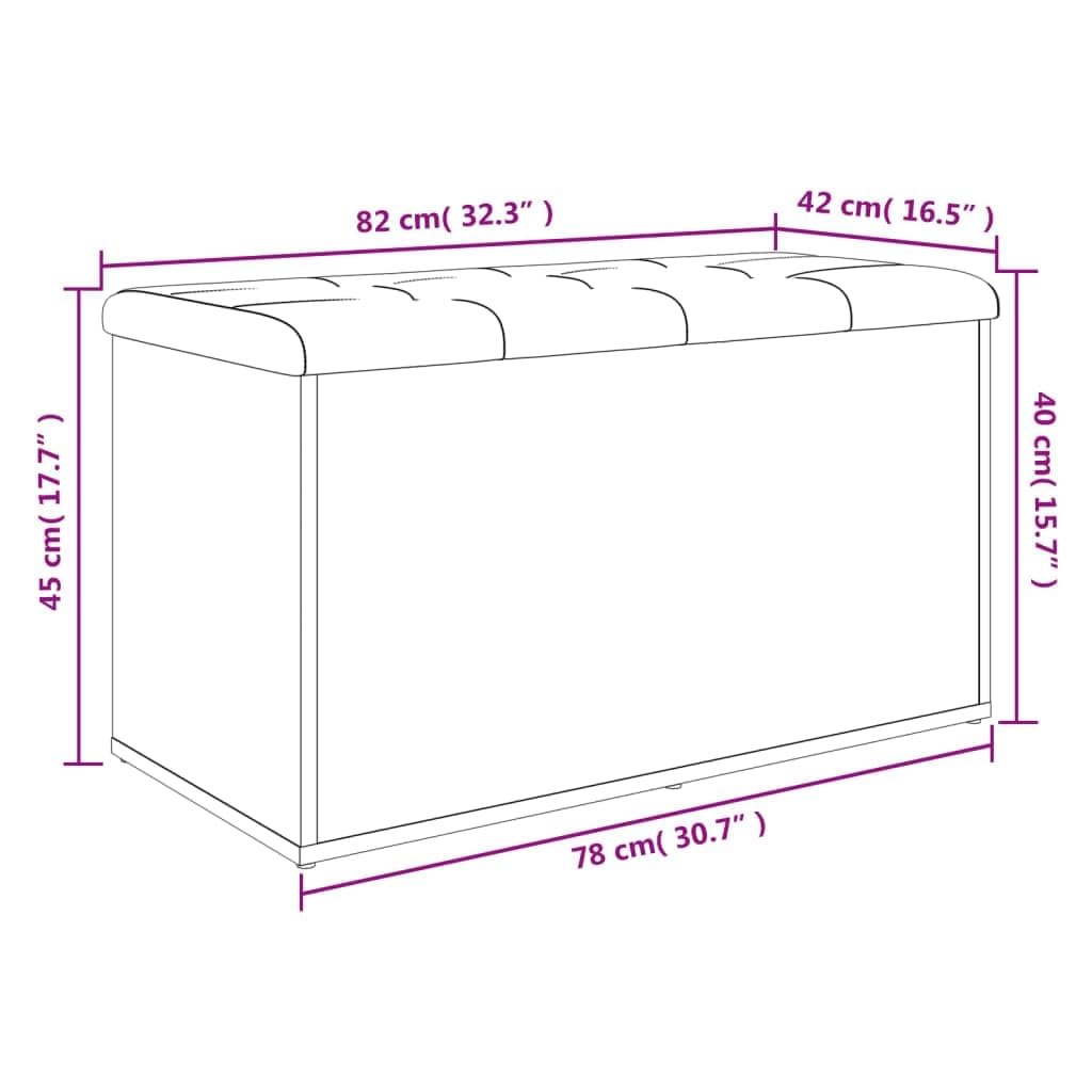 vidaXL Banco de almacenaje Roble Sonoma 82x42x45 cm Madera de ingeniería
