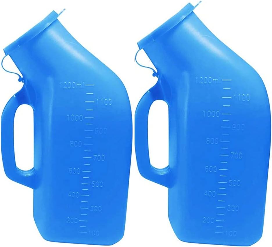 YUMSUMUrinals for Men Portable Urinal 1200ml/34 Ounce for Hospital Camping Car Travel Home 2 Pack (Blue)