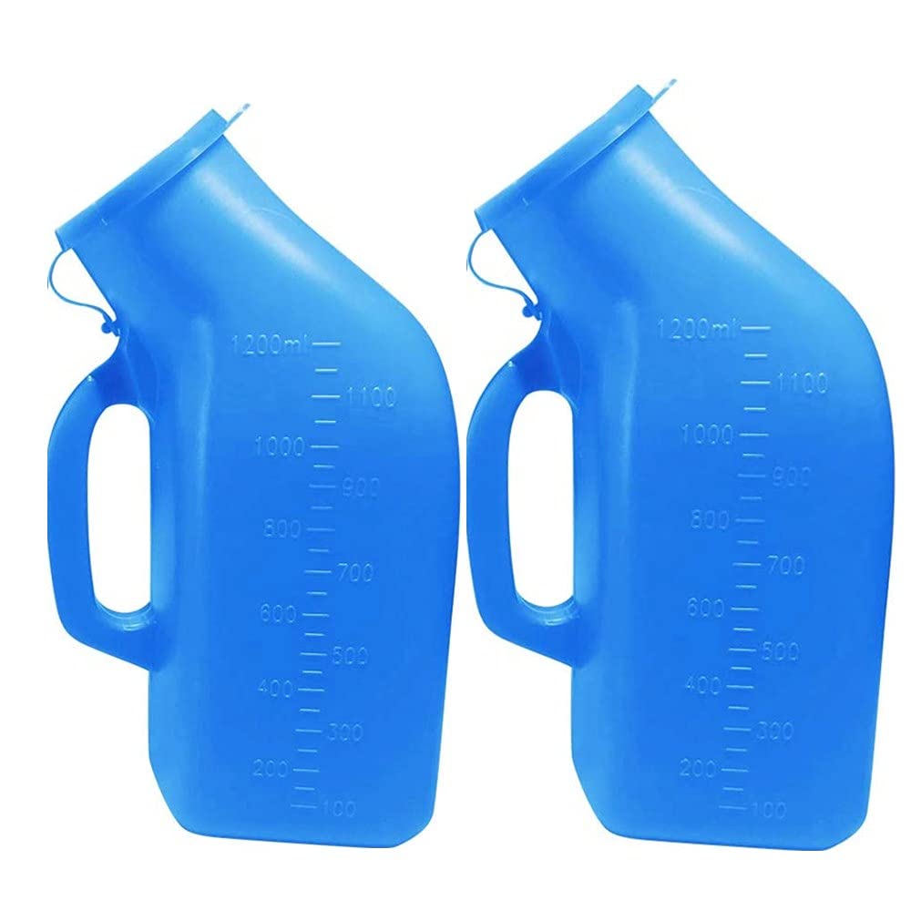 YUMSUMUrinals for Men Portable Urinal 1200ml/34 Ounce for Hospital Camping Car Travel Home 2 Pack (Blue)