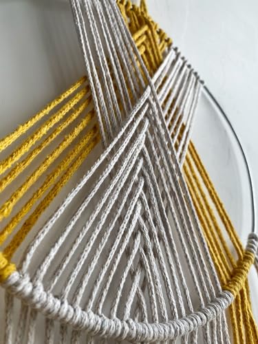 Image of WH Decor -02 Pcs Macrame Woven Wall Hanging Small Decor Boho Chic Bohemian Home Geometric Art Decor - Beautiful Apartment Dorm Room Decoration,(Size - 20 x 33cm). (Pattern - E, Wall Hanging)