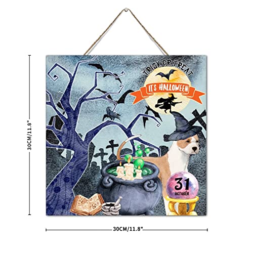 Placa de madera para decoración de Halloween rústica NABRAND 4