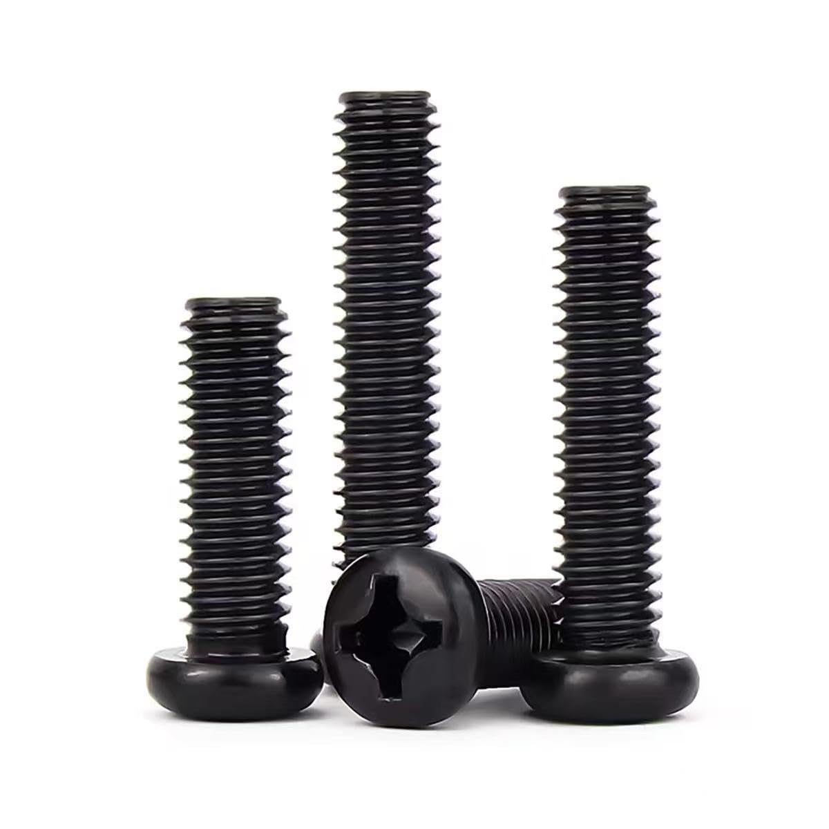 Vis à tête ronde cruciforme inox 304 noires M1,6‑M5 assorties (500,M3 x 12mm)