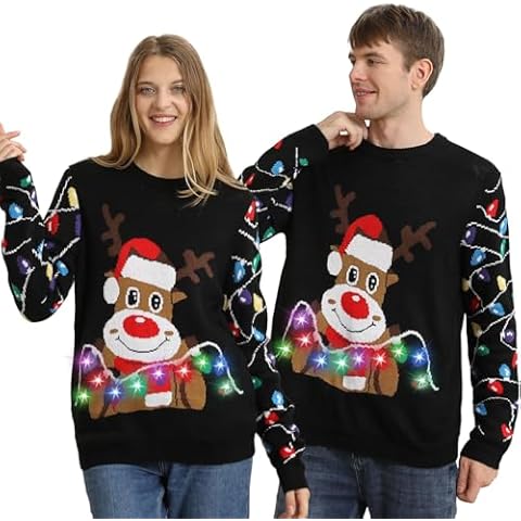DDKJ Light Up Christmas Jumper for Couples Cover