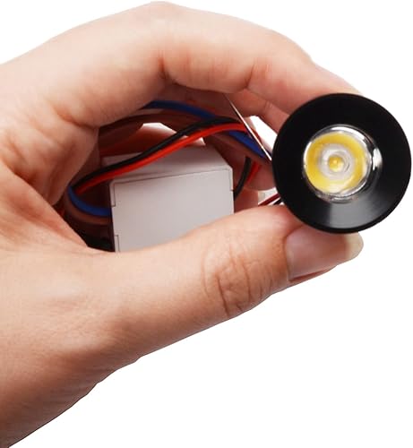 Miniatura 3 de Paquete de 2 mini focos de 1 W para interiores empotrados de 1 pulgada con pantalla LED debajo del gabinete con CA 110V220V a 3-12V fuente de