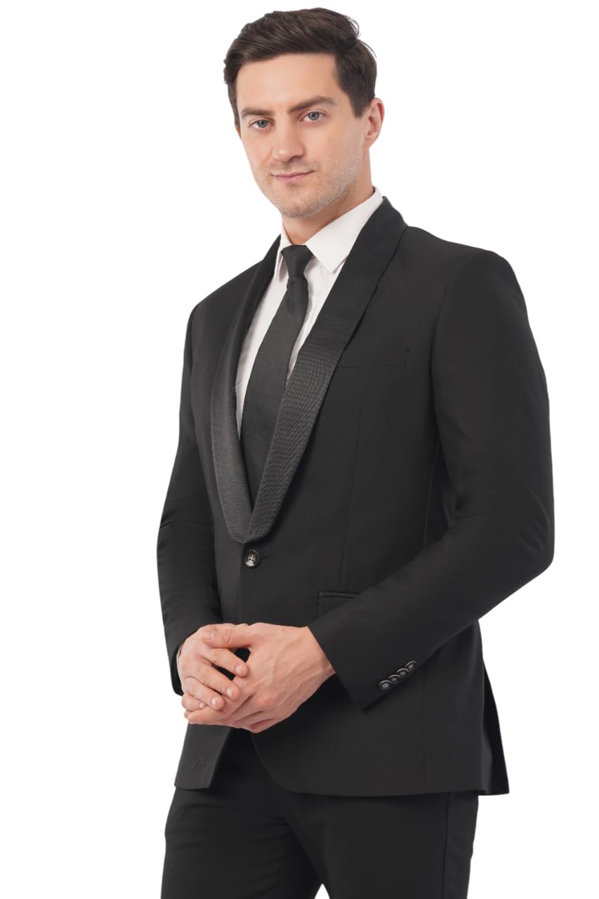 SaintX Men’s Premium Tuxedo Blazer | Italian Slim Fit | Fully Lined | Shawl Collar | Stretchable Fabric | Designer Coat for Men | Suitable for All Occasions SaintX Men’s Premium Tuxedo Blazer | Italian Slim Fit | Fully Lined | Shawl Collar | Stretchable Fabric | Designer Coat for Men | Suitable for All Occasions