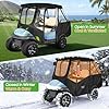 10L0L Golf Cart 4 Passenger Enclosure for Club Car Precedent Short Roof 57.5" Deluxe 600D Golf Cart Heavy Duty Rain Cover with 4 Zipped Doors Clear PVC Windows (Black)