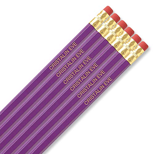 Lillian Vernon Purple Personalized Pencils - Set Of 12, Engraved Name, Hardwood #2 School Pencils, Kid's Gift #TOP3