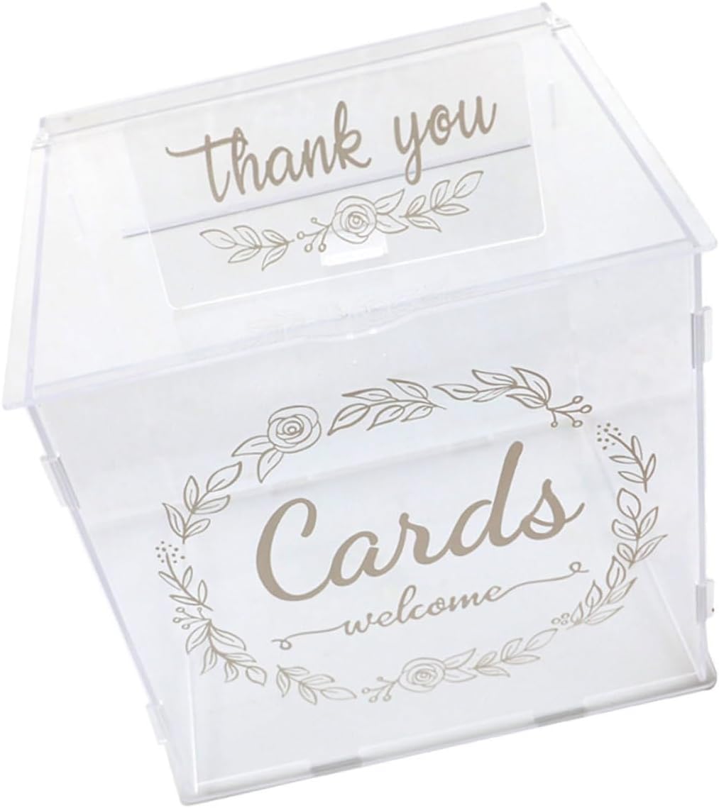 LIFKOME Wedding Card Box with Lock Acrylic Present Card Holder for Wedding Reception Birthday Parties and Special Occasions Stylish and Storage for Cards and Envelopes