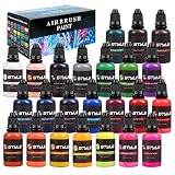 Airbrush-Paint 24 Colors Airbrush Paint Set 24x30ml Colors, Opaque & Water Based Acrylic Airbrush Pa