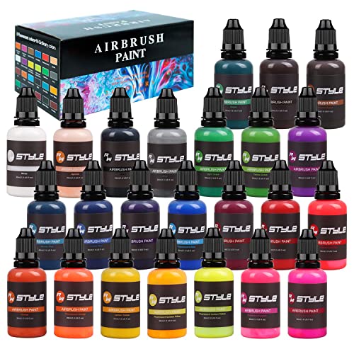 Airbrush-Paint 24 Colors Airbrush Paint Set 24X30Ml Colors, Opaque & Water Based Acrylic Airbrush Paint, Leather & Shoe Airbrush Paint Kit,Rich Vivid Colors For Artists, Students, Beginners #TOP4