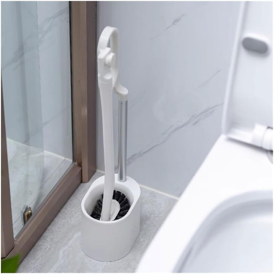 Toilet Brush White Portable Toilet Brush Holder Set Hemispherical Brush Head Toilet Brush Breathable Base Floor Standing Toilet Brush Toilet Brush and Holder Set