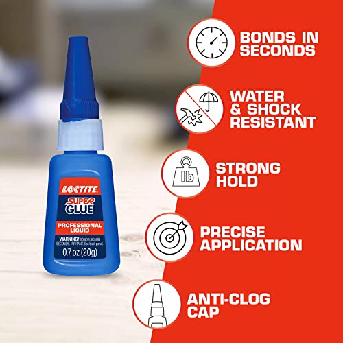 Loctite Super Glue Liquid Professional, 0.7 Oz, 4, Bottle #TOP4