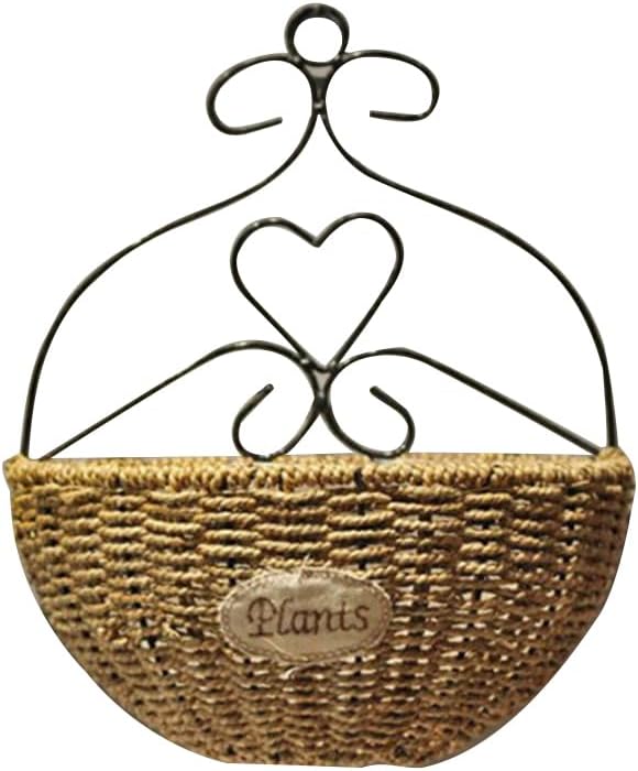 Hemoton Handmade Wall-Mount Flower Pot 13.38X11.02X5.90In Woven Hanging Planter with Waterproof Lining for Indoor Room Bedroom Decor