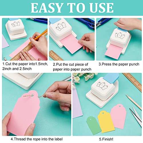 Fingerinspire Paper Craft Tag Punch 1.5" 2" 2.5" Tag Shape Lever Action Craft Puncher, 3 In 1 Gift Tag Paper Craft Punch Small Hole Punch For Paper Crafting Scrapbooking Cards Arts Diy Arts Crafts #TOP2