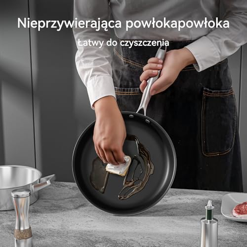 Stainless Steel Nonstick Frying Pan Set, 3 Piece cookware Set, Tri-Ply Skillet, 8 inch, 9.5 inch, 11inch Cooking pan, Oven Dishwasher Induction Gas Safe, Silver, Suitable for All Stove - Image 5