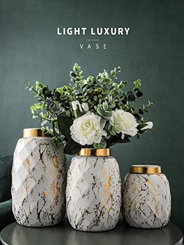 Ceramic Vasesher Vase For Flowers, Solid Heavy Glass Vase For Home Décor, Handmade Table Centerpieces For Dining Room, Hurricane Vase Handmade (Color : White L)