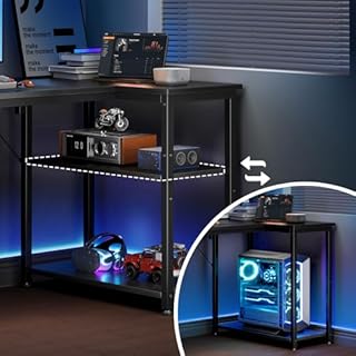 Coleshome Bureau Gaming, 100x70cm Bureau d'angle avec étagère de Rangement Réversible, Bureaux en L Peu Encombrant, Adapté comme Bureaux pc dans Les Coins Familiaux, Noir