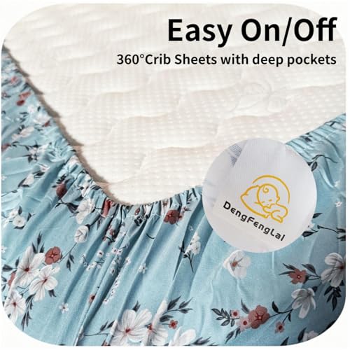 Image of Floral Pattern Crib Sheets Neutral, Breathable Soft Microfiber Crib Sheets, 28 X 52 in Baby Sheets for Crib, 4 Pack Fitted Sheet for Toddler Bed Mattress