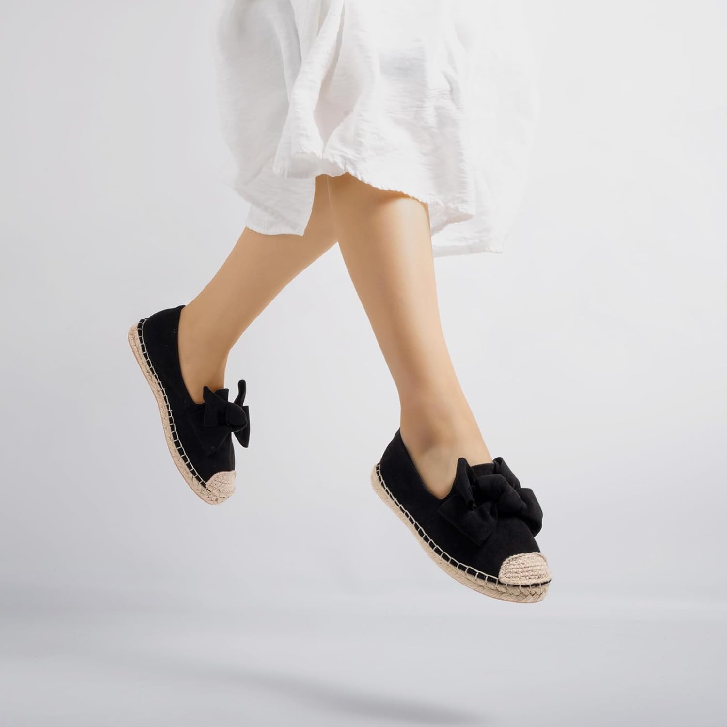 MUSSHOE Casual Espadrilles for Women Flats: Comfort Closed Toe Autumn Linen Sole Ballet Flats with Bow - Lightweight Slip on Walking Shoes for Vacation&Daily - Image 7