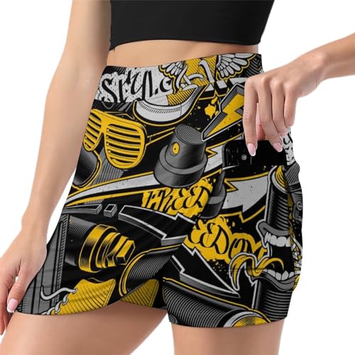 Jupe de tennis femme avec short de course et poche intégrée vêtement sport
