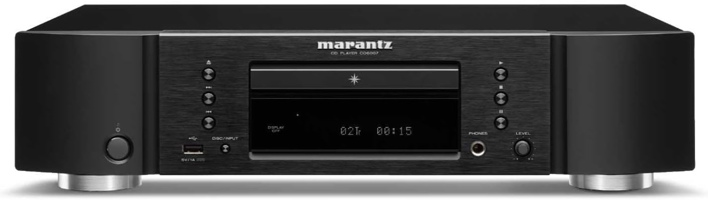 CD6007 CD Player, Fine Tuned CD Player with USB Port, High Resolution D/A Conversion, Up to 192 kHz/24 Bits, Headphone Amplifier, Digital Filters - Black
