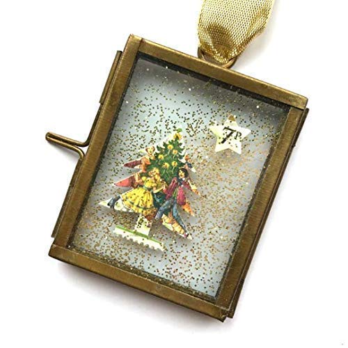 Vintage Christmas Tree Postage Stamp Decoration