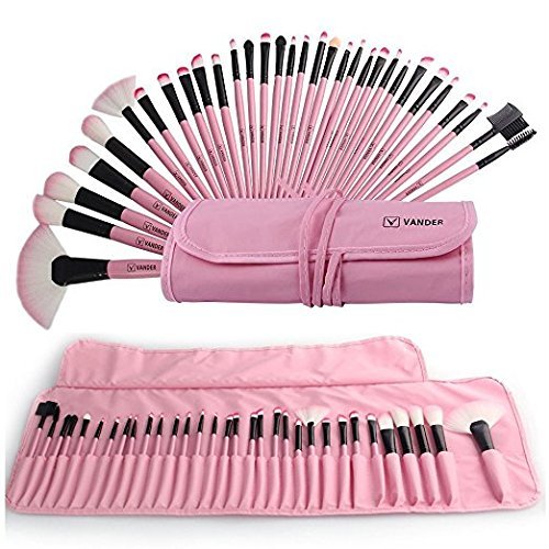 Vander 32pcs Makeup Brushes Set Foundation EyeShadow Powder Makeup Brush Tools + Pouch Bag Case (Pink)