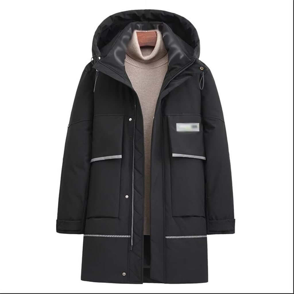 Men's Long Down Jacket Teenagers Hooded Winter Add Thick White Duck Down Coat Clothes
