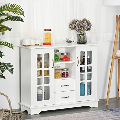 COSTWAY Buffet Cuisine avec 2 Rangées de Porte-Verre, Buffet Salon COSTWAY Buffet Cuisine avec 2 Rangées de Porte-Verre, Buffet Salon