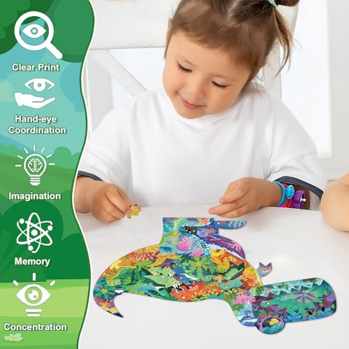 Puzzle de dinosaurios para niños de 6 a 8 años 295 piezas puzzle con forma de animal único para el suelo para niños de 8 a 12 años miniatura 5