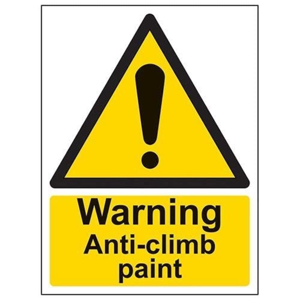 V Safety Warning Anti-Climb Paint Sign - 150mm x 200mm - 2mm Rigid Plastic