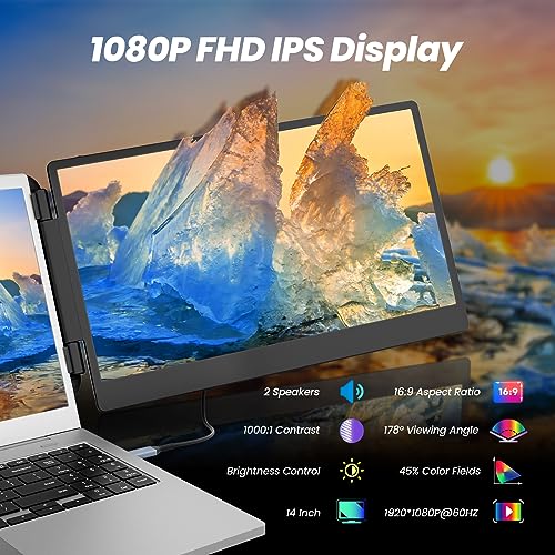 Image of domyfan 14 inch Laptop Screen Extender with HUB /USB /HDMI Plug and Play for Windows, MacOS M1 M2 M3