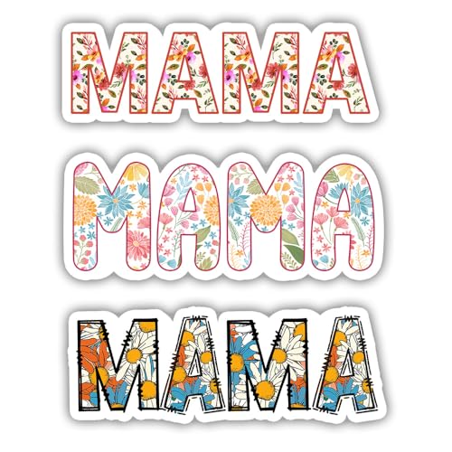 Image of SODAVA [3Pcs, 3 inchx3 inch] Floral Mama Sticker, New Mom Gift, Cute Floral Decal, Mothers Day Stickers, Waterproof Vinyl Decal, Gifts for Hard Hat, Car, Laptop, Helmet, Notebook, Cooler