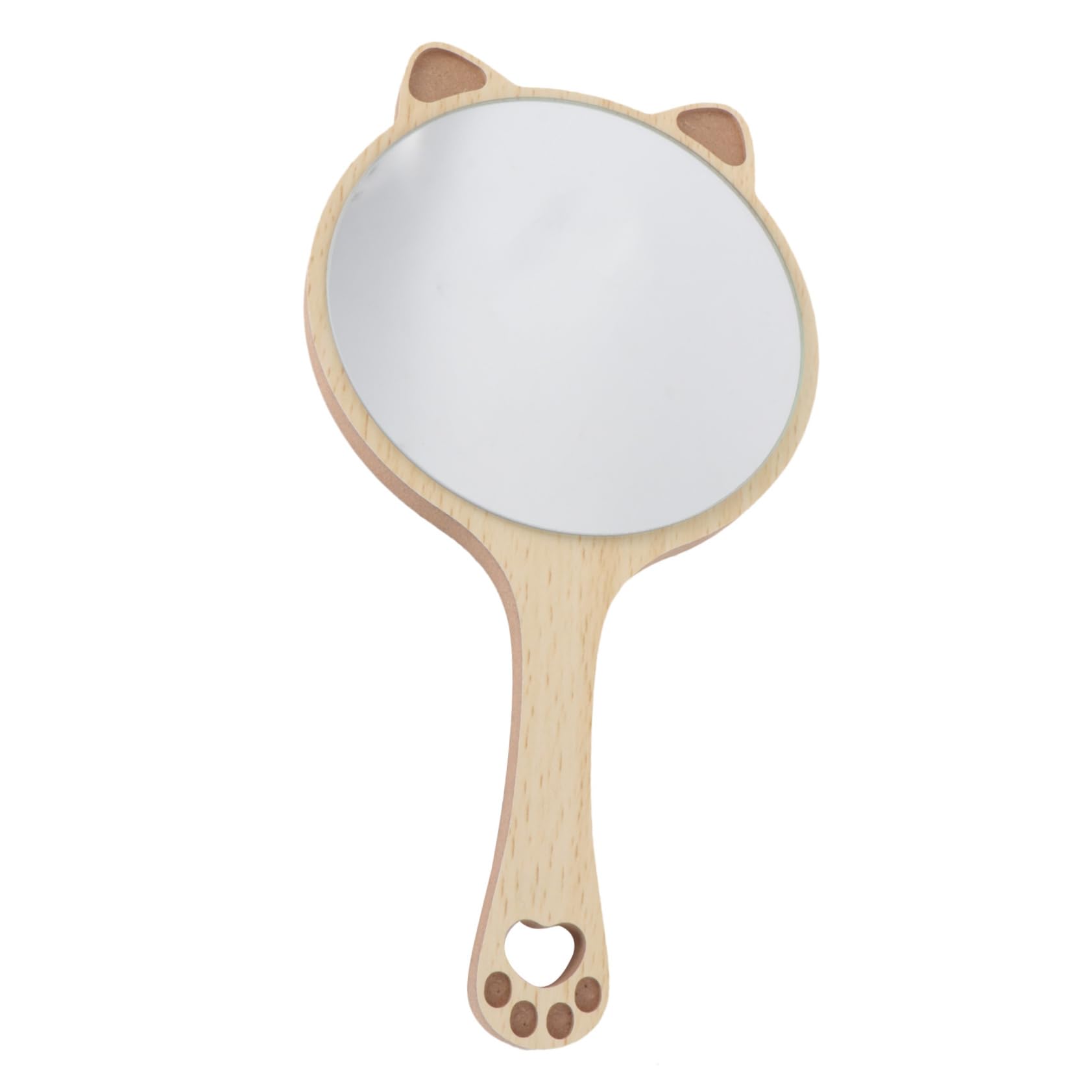 Ipetboom Cute Hand Held Mirror for Girls Makeup Mirror Wooden Handle for Travel and Daily Use