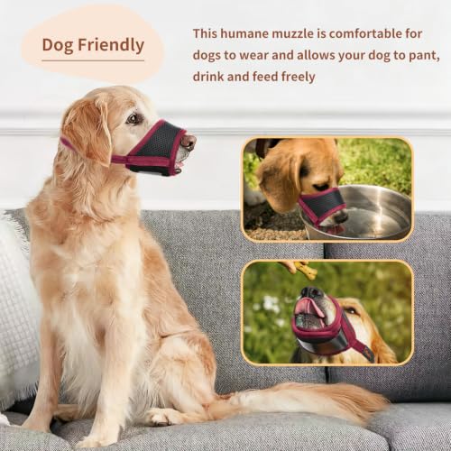 Image of HEELE Dog Muzzle for Large Dog,Adjustable Loop with Soft Air Mesh Nylon