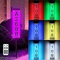 Tomskiko Solar Address Sign - Solar House Numbers for Outside Waterproof Color Changing Address Plaques with Remote Control, LED House Numbers for Yard Street Door Outdoor Home with Stake (Multicolor)