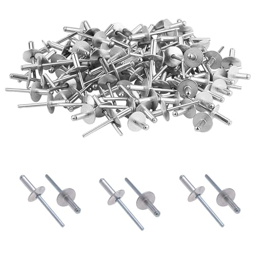 50 Piezas Remaches Resistentes a la Corrosión, Remaches Ciegos de Aluminio con Brida Grande de 4,8 MMx 12 MM, Remache Ciegos de Aluminio, para Aplicaciones en Interiores y Exteriores (Plata, M4.8*12)
