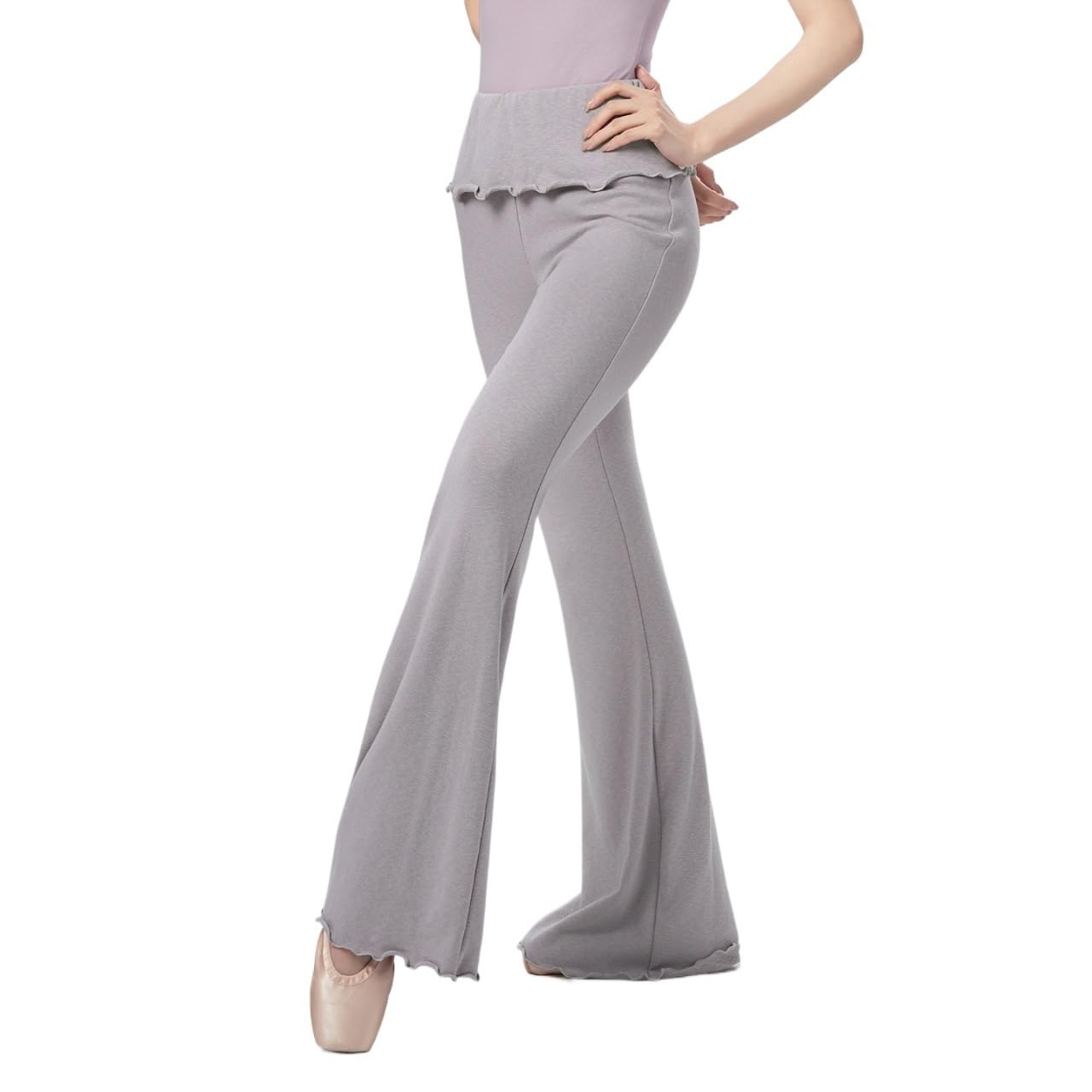 LATEAU Pantaloni da Danza Svasati for Balletto da Donna Pantaloni a Vita Alta con Volant Pantaloni in Cotone Pantaloni da Pratica for Palestra Moderna for Yoga