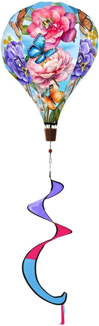 Fluttering Butterflies Spring Hot Air Balloon Wind Twister 54" x 12" Briarwood Lane