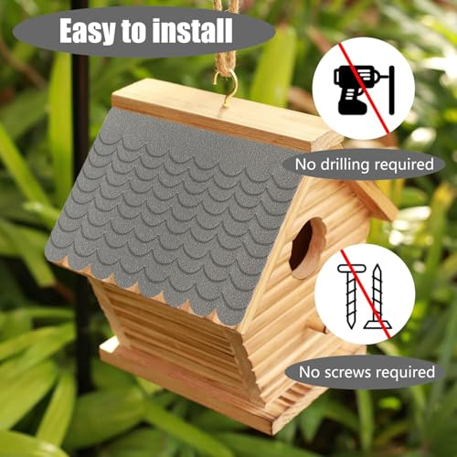 Taicols 21 Stück Dachpappe für Vogelhaus, Selbstklebend Dachpappe Schindeln, Wasserdicht mini Dachschindeln, Dachziegel für Vogelhau Nistkasten Hasenstall Insektenhotel (Grau)