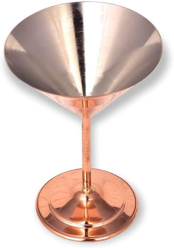 SODEF Copper Martini Glass, Cocktail Cup, 8.5 fl oz, Metal Finish, Hand Washable, Turkish Craftsmanship, Single Piece - Copper, One Size
