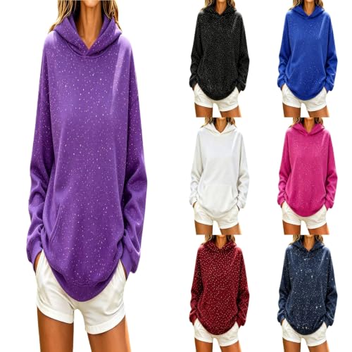 Rhinestone Hoodies Bling Sweatshirts With Pockets Glitter Top Fall Pullover - image 1