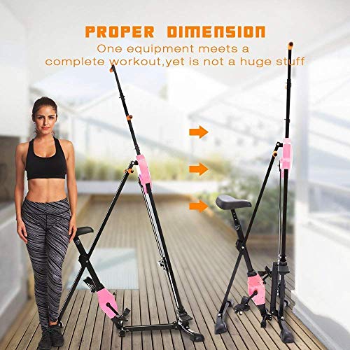 Hurbo Vertical Climber Home Gym Exercise Folding Climbing Machine Exercise Bike for Home Body Trainer Stepper Cardio Workout Training Non-Stick Grips Legs Arms Abs Calf (Pink)