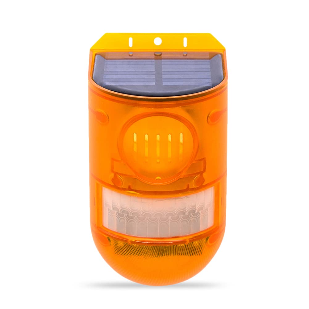 Alarma para Exteriores - Luz Advertencia Movimiento Solar,Sensor Alarma 110db Ruidoso lámpara Sirena Fabricante Ruido 2 Modos Trabajo luz Sirena para Garaje